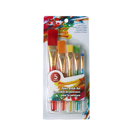 Honeyhandy Plastic Children's Nylon Brush Head Tempera Paint Brush Set, with Aluminium Tube, for Artist Painting Brush Supplies, Mixed Color, 13.3~19.3cm, 5pcs/set