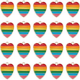 NBEADS 30 Pcs Heart Rainbow Charms, Heart Alloy Enamel Pendants LGBT Gay Pride Gift Colorful Heart Dangle Charms for LBGT Christmas Valentine's Day Jewelry Making Necklaces Bracelets