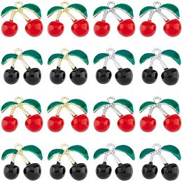 SUPERFINDINGS 16Pcs 4 Styles Alloy Cherry Charms Enamel Fruit Pendants Red and Black Dangle Charms with 1.4mm Alloy Loop for DIY Necklace Bracelet Earring Jewelry Making