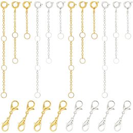 PandaHall Elite 60pcs Necklace Extenders 20pcs Double Lobster Claw Clasps Brass Extension Chains with Clasp Necklace Clasp Connector for DIY Jewelry Making Bracelet Anklets 1.2/2/3 inch