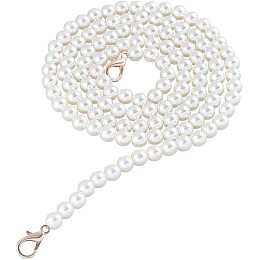 PandaHall Elite 1 pc 4.7 Inch 10mm Imitation Pearl Bead Handle Short BagChain Strap Replacement BagChain with Lobster Clasps for Handbag Purse Wallet Clutch Crafts Making, White