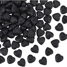 OLYCRAFT 78pcs 10mm Heart Shaped Volcanic Stone Beads Natural Stone Beads Round Loose Beads Stone Gemstone Energy Healing Beads for Bracelet Necklace Jewelry Making DIY Craft