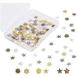 OLYCRAFT 140pcs Cosmos Themed Alloy Cabochons Star Resin Filler Charm Alloy Epoxy Resin Supplies Sun Comet Filling Accessories Slime Charms for Resin Jewelry Making - Mixed Colors