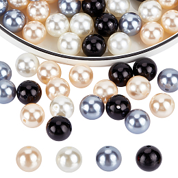 PandaHall Elite 60Pcs 4 Colors Custom Resin Imitation Pearl Beads, Round, Mixed Color, 20mm, Hole: 2.6mm, 15pcs/color