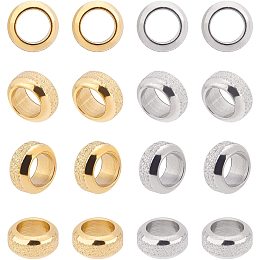 DICOSMETIC 40Pcs 8mm 2 Colors Stainless Steel European Beads Spacer Beads Round Large Hole Beads Metal Rondelle Beads Loose Beads Frosted Beads 5mm Hole for Jewelry Making DIY Findings