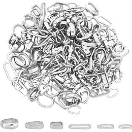 UNICRAFTALE About 180pcs 6 Styles Stainless Steel Quick Links Unsoldered Linking Rings Mixed Shapes Connector Links for Jewelry Making 10-16mm