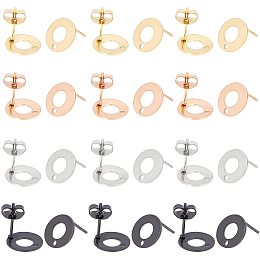 UNICRAFTALE 32pcs 4 Colors Ring Earring Posts Earring Studs with Loop Ear Pad Base Posts with Loop for Jewelry Earring Making 10mm in Diameter