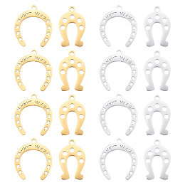 UNICRAFTALE 16Pcs 2 Styles 2 Colors Horseshoe Pendants 201 Stainless Steel Pendants Horseshoe Necklace Pendant 1.4mm Hole Earring Pendants Metal Charms Earring Bracelets Jewelry Making Pendants