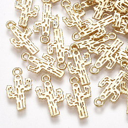 Honeyhandy Brass Charms, Cactus, Real 18K Gold Plated, 15x8x1mm, Hole: 1.2mm