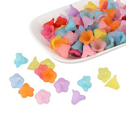 ARRICRAFT 100 Pcs Mixed Color Frosted Acrylic Beads, Flower, about 15mm wide, 10mm long, hole: 1.5mm