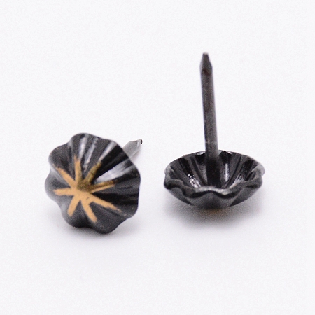 AHANDMAKER Iron Nails, Sofa Foam Nails, for Furniture Decoration, Pumpkin, Electrophoresis Black, 17.5x10.5mm; Pin: 1.5mm, 100pcs/box