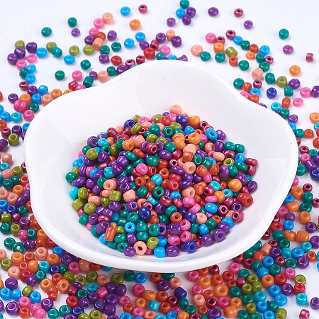 ARRICRAFT 8/0 Baking Paint Glass Seed Beads, Mixed Color, 3x2mm, Hole: 1~1.2mm, about 500pcs/50g