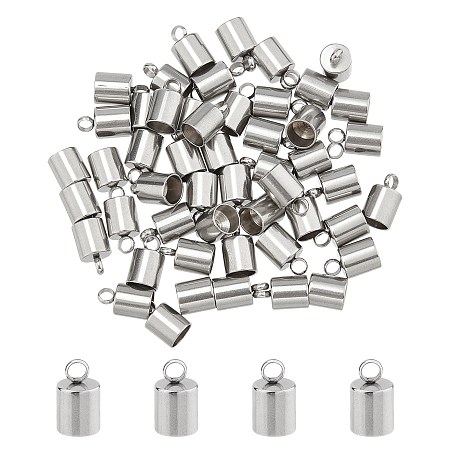 Unicraftale 304 Stainless Steel Cord Ends, End Caps Glue in Barrel End Caps, Cord Finding for Kumihimo Jewelry Making, Stainless Steel Color, 12x7mm, Hole: 2mm; Inner Diameter: 6mm, 50pcs/box