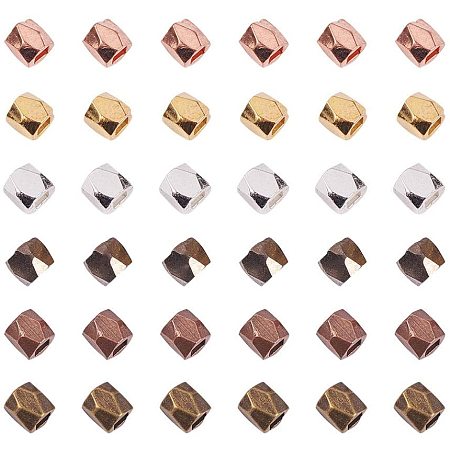 Brass Beads Spacers, Faceted, Column, Mixed Color, 3x3mm, Hole: 1.5mm, 40pcs/color, 240pcs/box