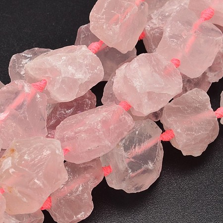 Arricraft Nuggets Natural Rose Quartz Bead Strands, 16~28x9~20x10~25mm, Hole: 1mm, about 16~17pcs/strand, 15.5 inches