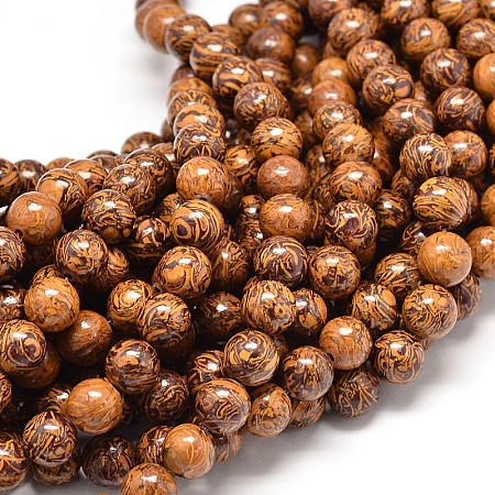 ARRICRAFT Natural Elephant Skin Jasper/Miriam Stone/Calligraphy Stone Bead Strands, Round, 8mm, Hole: 1mm, about 44pcs/strand, 15 inches