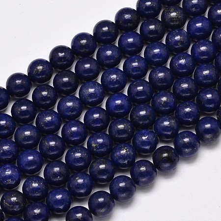 Arricraft Dyed Natural Lapis Lazuli Round Beads Strands, 6mm, Hole: 1mm, about 64pcs/strand, 15.7 inches