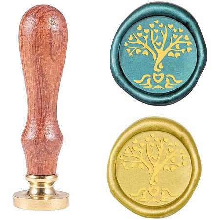 PandaHall Elite Heart Tree Wax Seal Stamp, Vintage Retro Sealing Stamp with Wood Handle for Valentine's Day Embellishment of Envelopes, Party Invitation, Wine Packages, Gift Packing, Greeting Cards