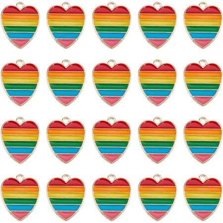 NBEADS 30 Pcs Heart Rainbow Charms, Heart Alloy Enamel Pendants LGBT Gay Pride Gift Colorful Heart Dangle Charms for LBGT Christmas Valentine's Day Jewelry Making Necklaces Bracelets