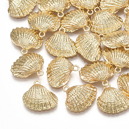 Honeyhandy Brass Charms, Shell, Real 18K Gold Plated, 13.5x14.5x5mm, Hole: 1.4mm