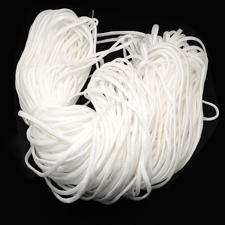 Honeyhandy 7 Inner Cores Polyester & Spandex Cord Ropes, Solid Color, for Rope Bracelets Making, White, 4~5mm, about 109.36 yards(100m)/bundle, 420~500g/bundle
