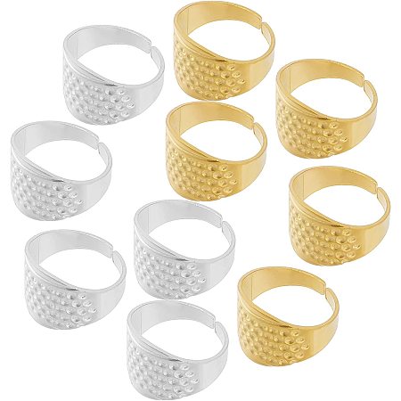 GORGECRAFT 20Pcs 2 Colors Sewing Thimble Ring Embroidery Finger Protector Shield Metal Hand Working Needle Safety Alloy Quilting Thimbles for DIY Tailor Quilting Needlework Crafts Accessories