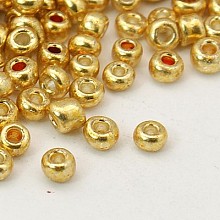 Honeyhandy Glass Seed Beads, Dyed Colors, Round, Wheat, Size: about 2mm in diameter, hole:1mm