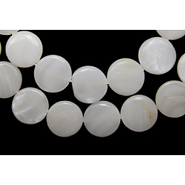 Honeyhandy Natural Freshwater Shell Beads, Flat Round, White, Size: 25mm in diameter, 3.2mm thick, hole: 1mm