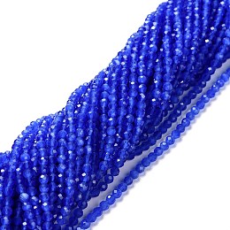 Honeyhandy Cat Eye Beads Strands, Round, Faceted, Blue, 3mm, Hole: 0.2mm, 14.17 inch(36cm), 122pcs/strand