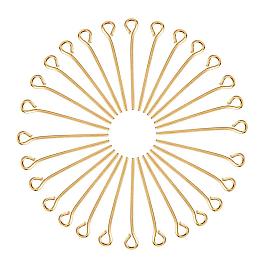 ARRICRAFT 200pcs Golden Plated Brass Eye pins Jewelry Making Findings, 20x0.7mm, Hole: 2mm