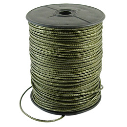 Honeyhandy Korean Waxed Polyester Cord, Dark Olive Green, 2~3mm, about 93yards/roll