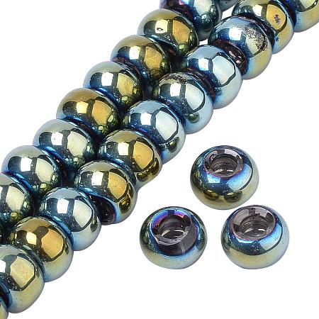NBEADS 100PCS Dark Olive Green Glass Beads, Large Hole Beads, European Beads 15x10mm for Necklace Bracelet Jewellery Making