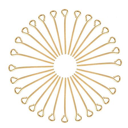 ARRICRAFT 200pcs Golden Plated Brass Eye pins Jewelry Making Findings, 20x0.7mm, Hole: 2mm