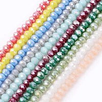 ARRICRAFT Electroplate Glass Beads Strands, Imitation Jade, AB Color Plated, Faceted, Rondelle, Mixed Color, 3.5~4x2.5~3mm; Hole: 0.5mm; about 140pcs/strand, 15.5 inches