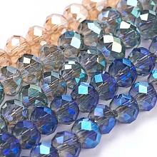 Honeyhandy Electroplate Glass Beads Strands, Faceted Rondelle, Mixed Color, 6x5mm, Hole: 1mm, about 87~90pcs/strand, 17~17.5 inch(42.5~43.75cm)