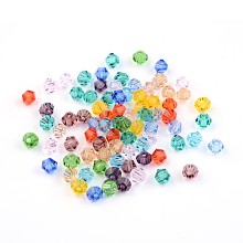 Honeyhandy Faceted Bicone Transparent Glass Beads, Mixed Color, 3mm, Hole: 0.5mm, about 600pcs/bag