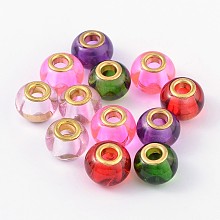 Arricraft Glass European Beads, Faceted Rondelle, Mixed Color, 14x8mm, Hole: 5mm