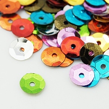 Honeyhandy Plastic Loose Semi-cupped Sequins, Color Paillettes, Center Hole, Mixed Color, 6~7mm, Hole: 1mm