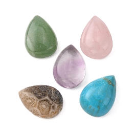 Honeyhandy Gemstone Cabochons, teardrop, Mixed Stone, Mixed Color, 14x10x4mm