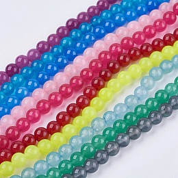 Honeyhandy Natural Jade Bead Strands, Dyed, Round, Mixed Color, 4mm, Hole: 1mm, about 110~120pcs/strand, 15.7 inch