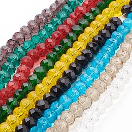 Arricraft Handmade Glass Beads, Faceted Rondelle, Mixed Color, 10x7mm, Hole: 1mm; about 70~72pcs/strand;Total 10 Strand