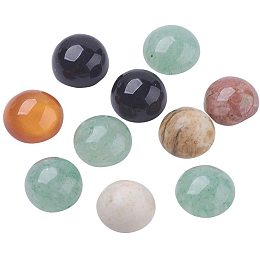 Arricraft 10 Pcs 6mm Natural Mixed Stone Cabochons, Flatback Semi-Precious Stones, Half Round Cabochons for Jewelry Making DIY Mosaic Tiles Craft