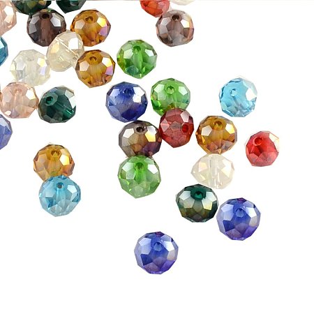 NBEADS 200pcs/bag Faceted Abacus AB Color Plated Electroplate Transparent Mixed Color Glass Beads with 8x6mm,Hole:1mm