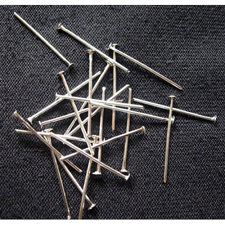 Honeyhandy Iron Flat Head Pins, Cadmium Free & Lead Free, Platinum Color, Size: about 0.75~0.8mm thick(20 Gauge), 2.0cm long, Head: 2mm
