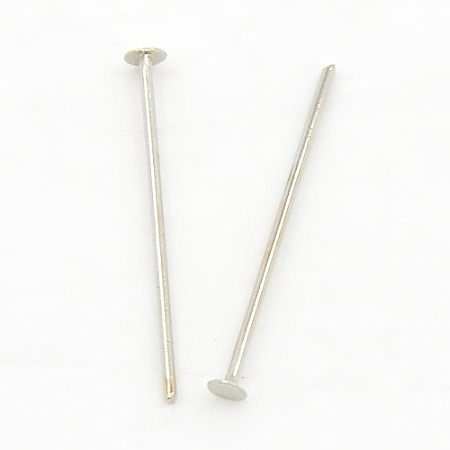 Brass Flat Head Pins, Cadmium Free & Nickel Free & Lead Free, Platinum Color, Size:  about 0.7mm thick, 2.0cm long
