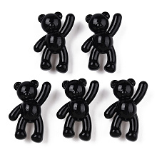 Honeyhandy Opaque Acrylic Pendants, Bear, Black, 37x28x13mm, Hole: 2.5mm