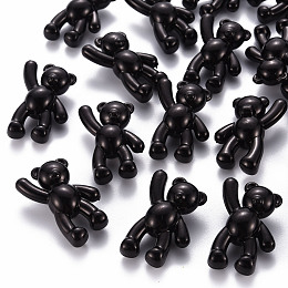 Honeyhandy Opaque Acrylic Pendants, Bear, Black, 37x28x13mm, Hole: 2.5mm, about 133pcs/500g