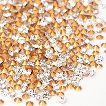 Back Plated AAA Diamond Glass Pointed Rhinestone, Imitation Czech Rhinestone, Crystal, 1.3~1.35mm, about 1440pcs/bag