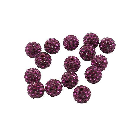 ARRICRAFT 100 Pcs 8mm Disco Ball Clay Beads Pave Rhinestones Spacer Round Beads fit Shamballa Bracelet and Necklace Purple