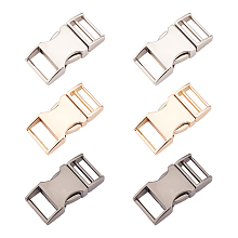 Alloy Side Release Buckles, Mixed Color, 36x17x8.5mm, Inner Size: 13x3mm and 14x6mm, 3 colors, 2sets/color, 6sets/box